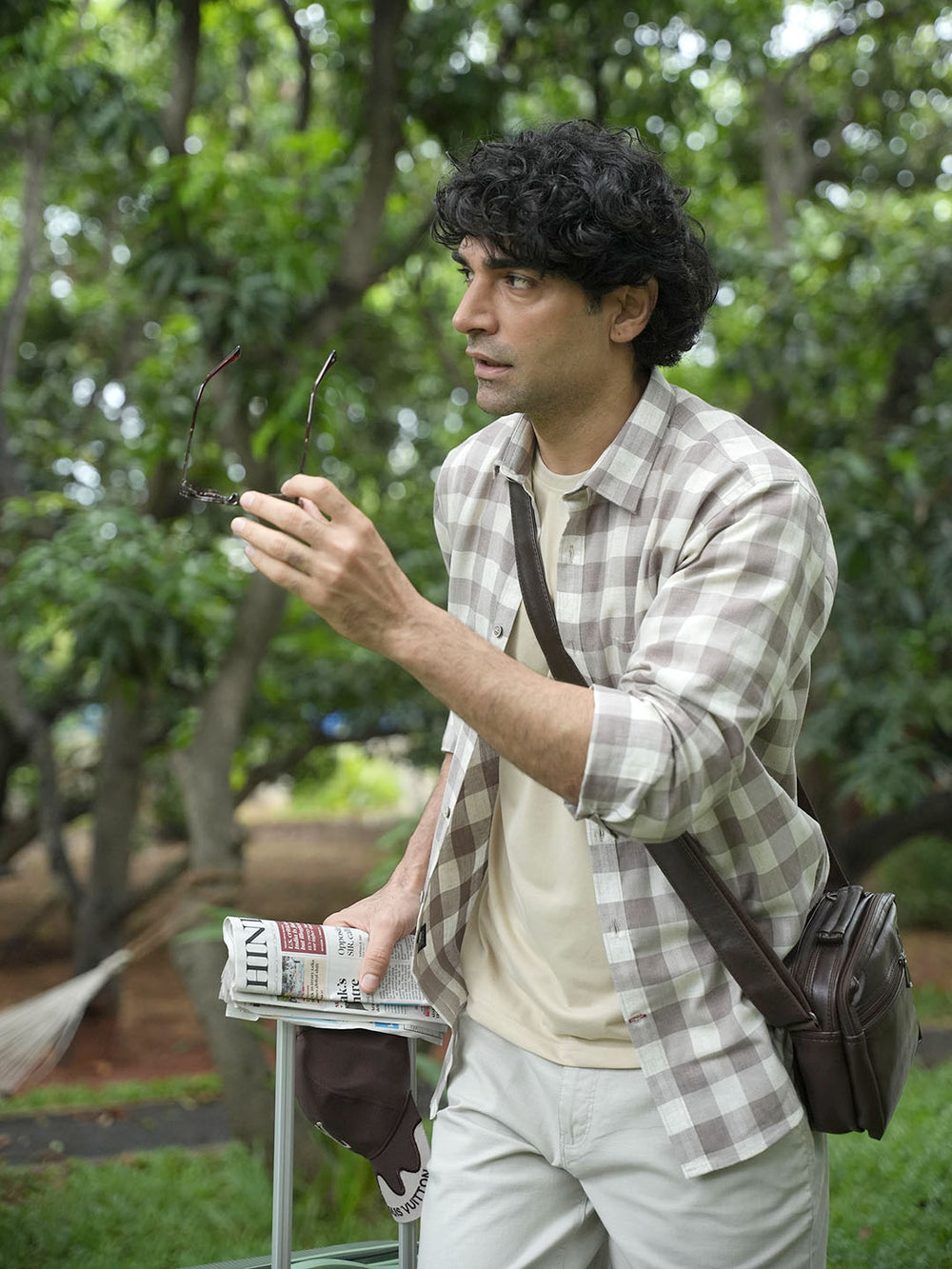 check shirt brown