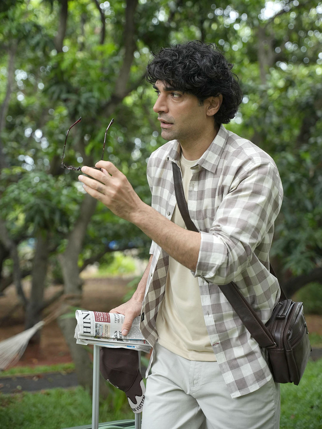 check shirt brown