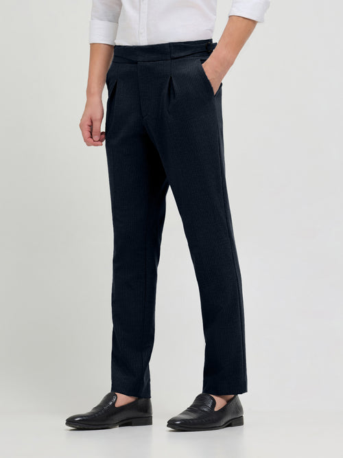 Dark Navy Solid Casual Gurkha Pants