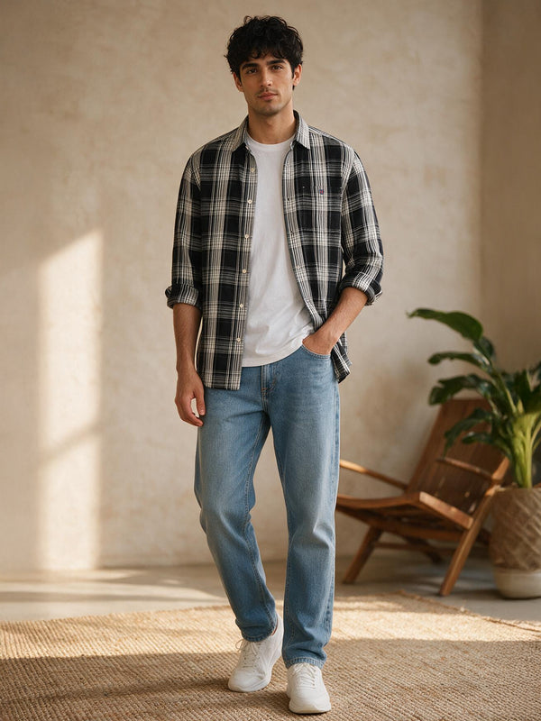 Black Checked Casual Shirt