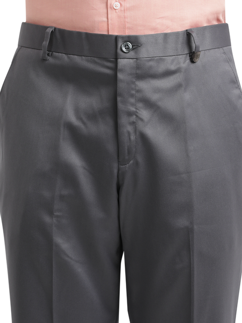 Stone Grey Satin Cotton Formal Trousers