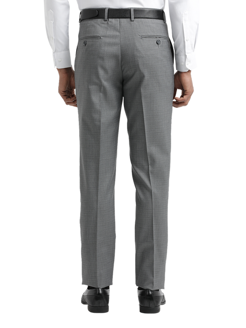 Grey Melange Cotton Formal Trousers