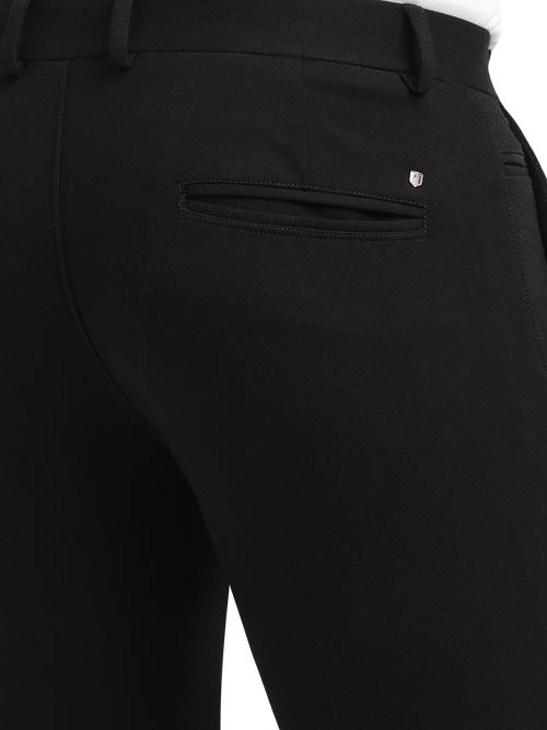 Jet Black Lycra Cotton Stretchable Solid Trousers
