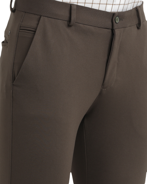 Navy Olive Lycra Cotton Stretchable Solid Trousers