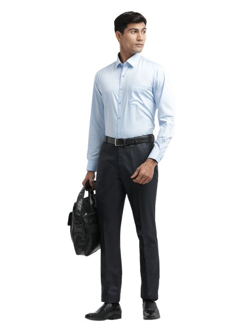 Navy Micro Dobby Solid Trousers