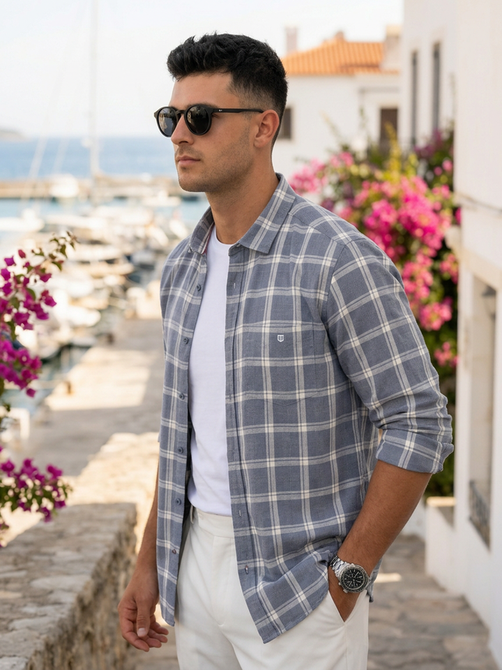 cream checked shirt