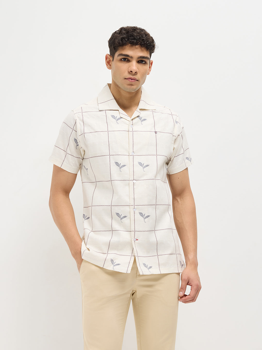 cream printed shirt
