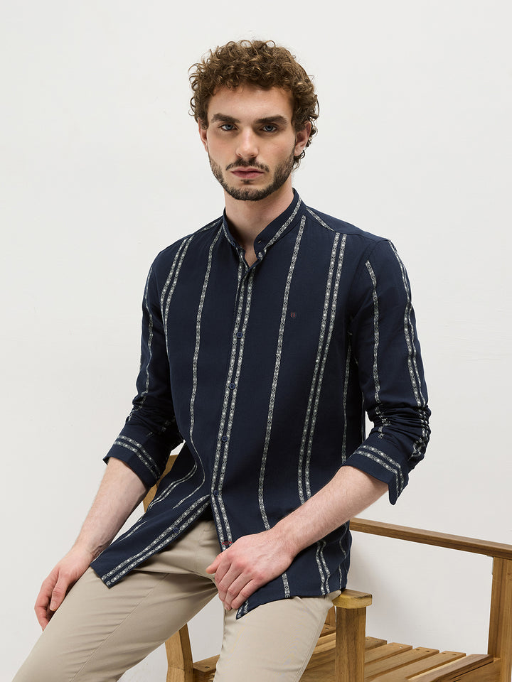 dark blue mens casual shirt