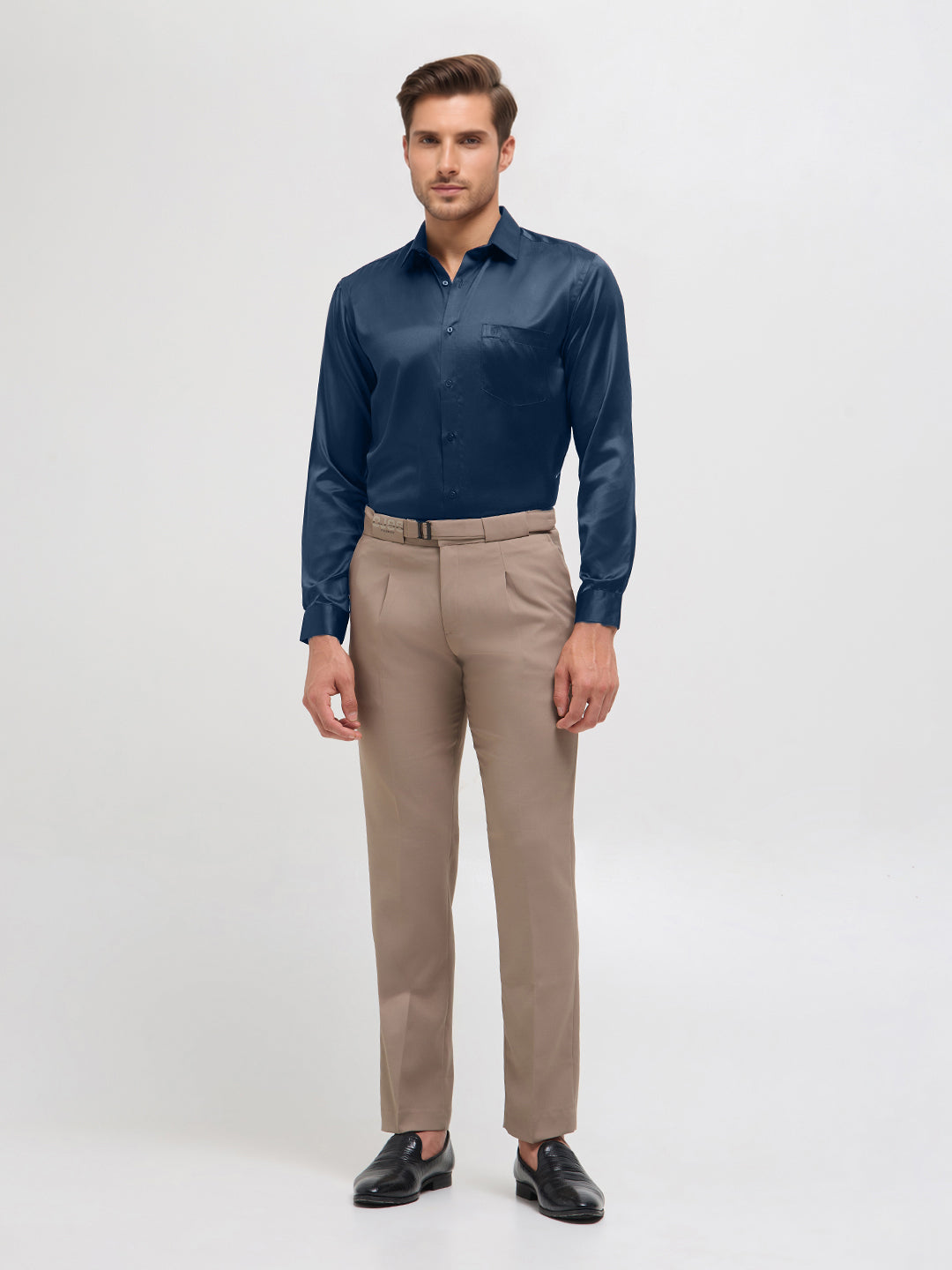dark blue solid shirt