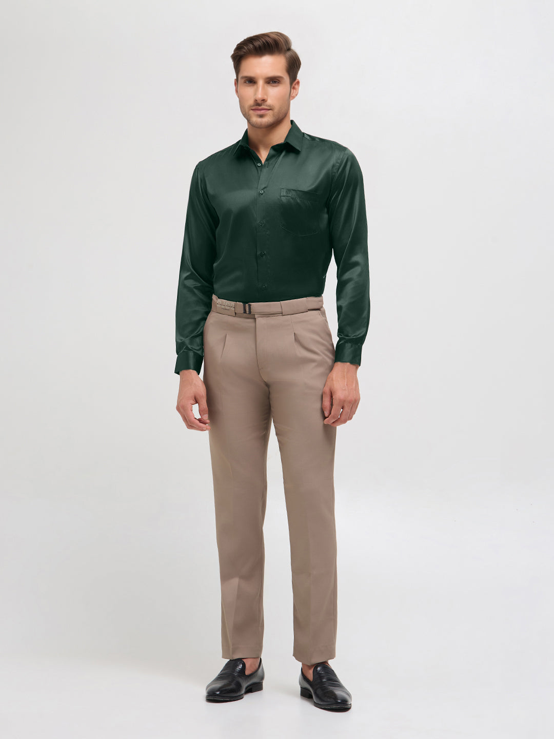 dark green shirt