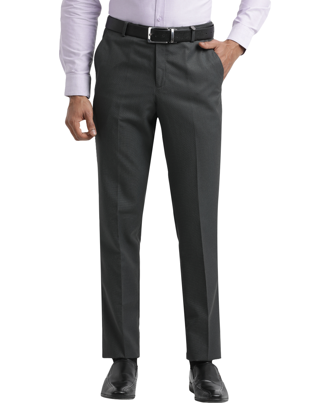 dark grey trousers