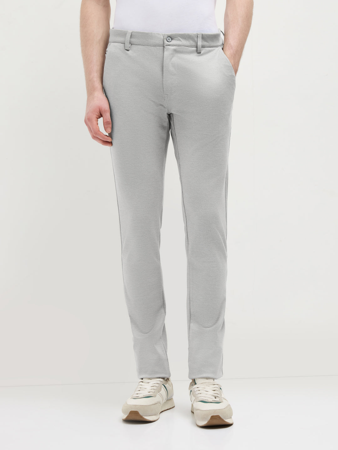 dark grey trousers