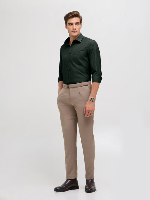 Dark Olive Solid Formal Shirt