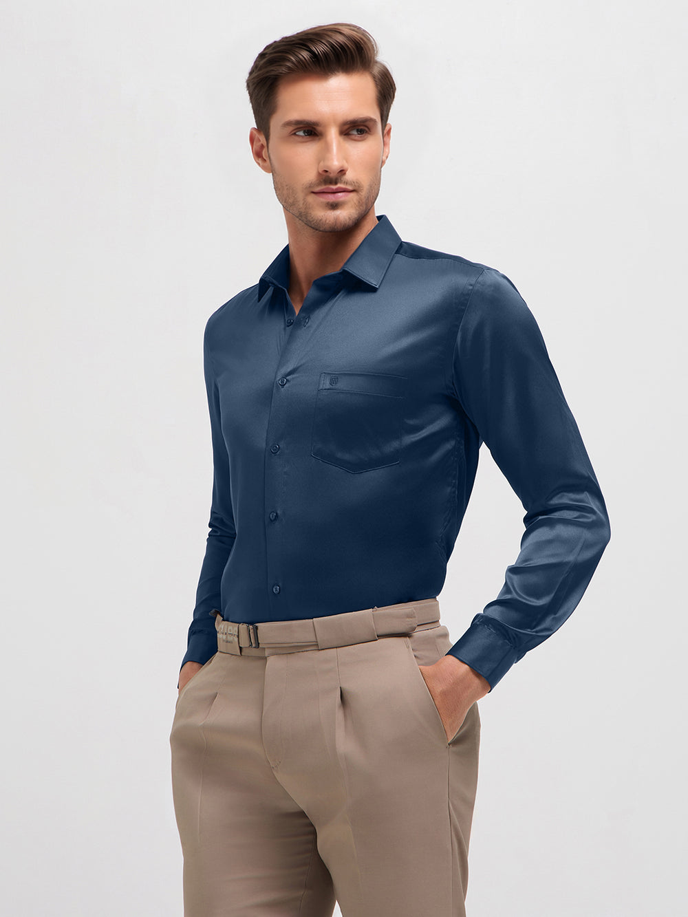 dark teal blue shirt