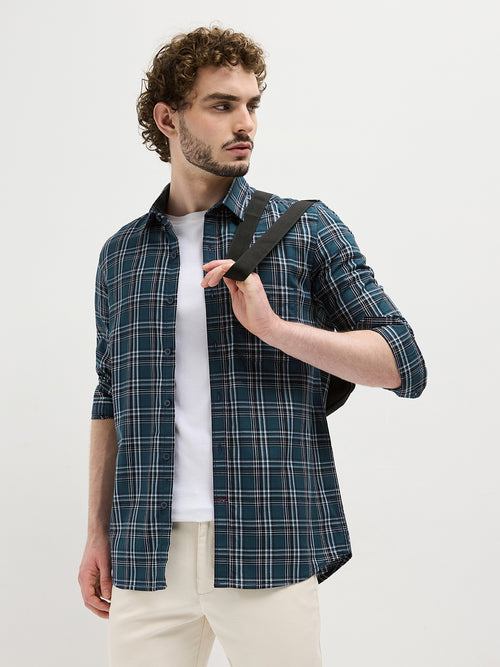 Green Checked Casual Shirt