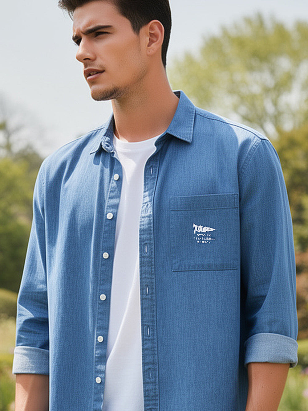 dusty blue shirt