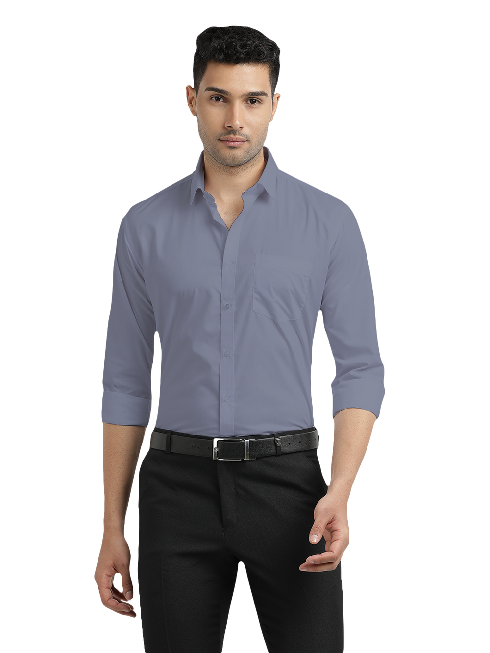 dusty blue shirt
