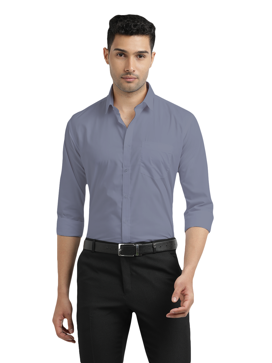 dusty blue shirt