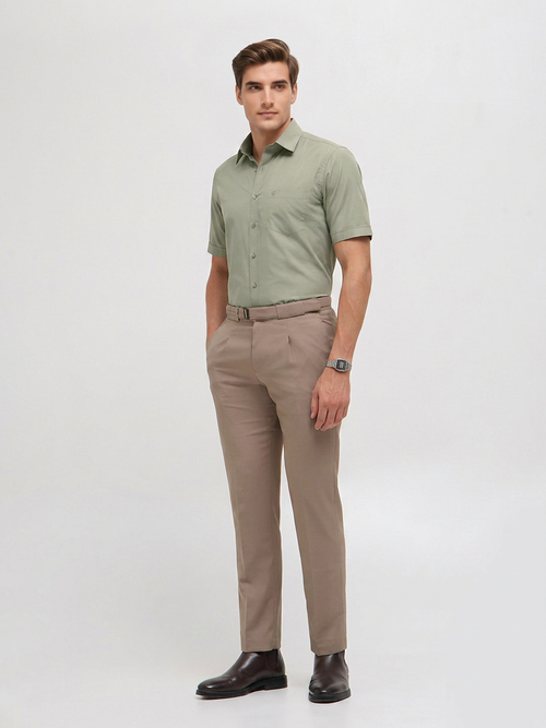 Pastel Olive Solid Formal Shirt