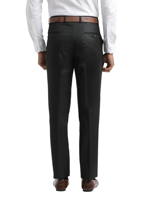 Black Micro Dobby Solid Trousers