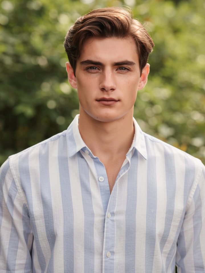 Breeze Sky Vertical Stripes Casual Shirt