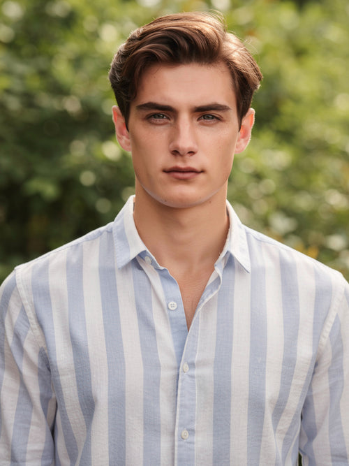 Breeze Sky Vertical Stripes Casual Shirt