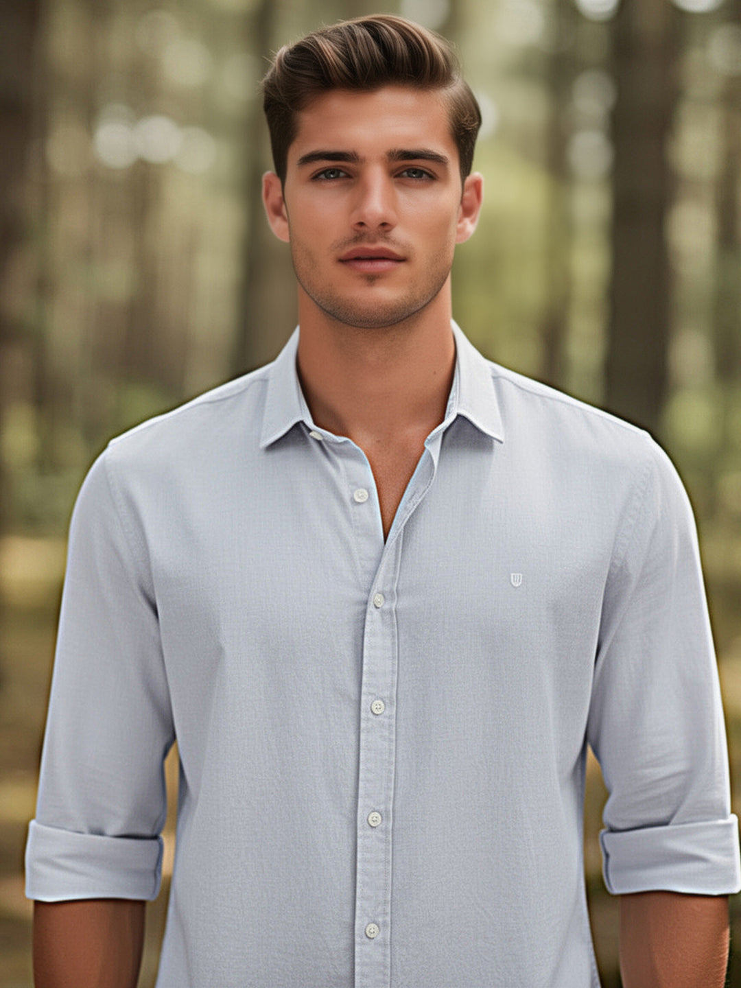 Light Grey Plain Casual Shirt