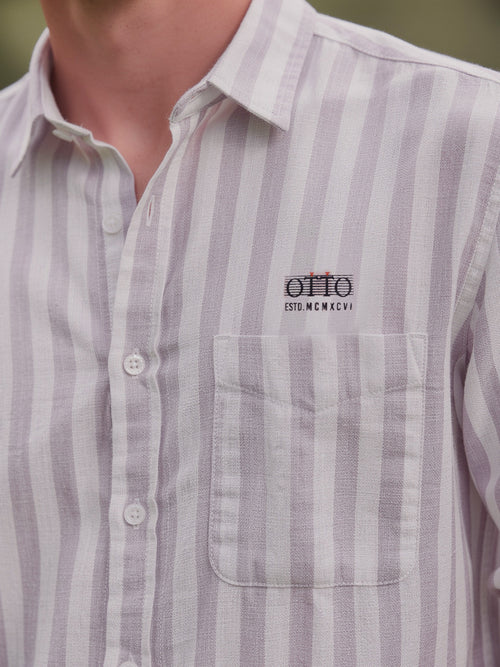 Lavendar Vertical Stripes Casual Shirt