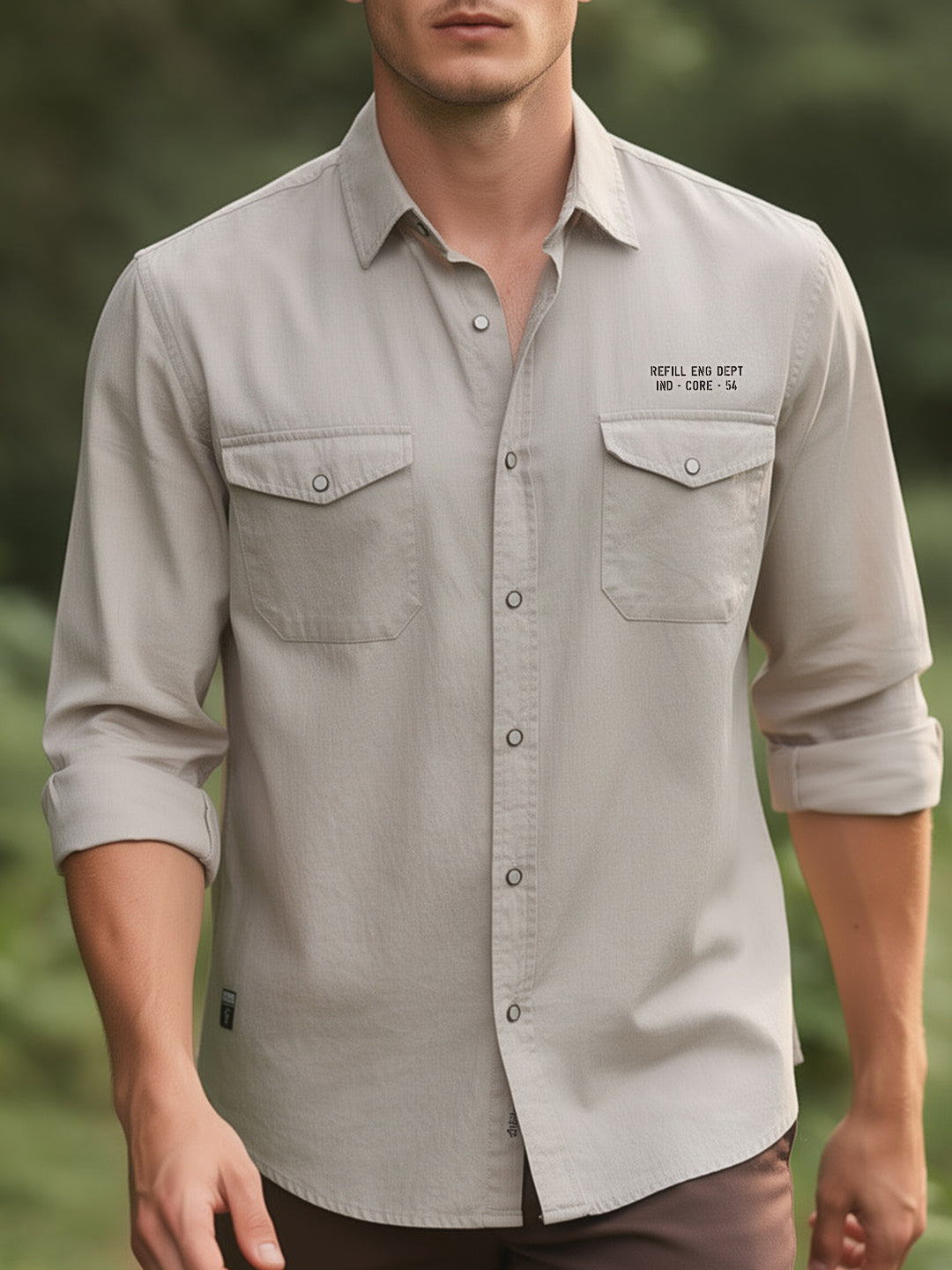 Desert Sand Beige Printed Casual Shirt