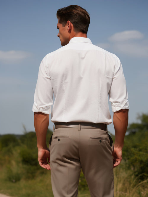 Ivory White Plain Casual Shirt