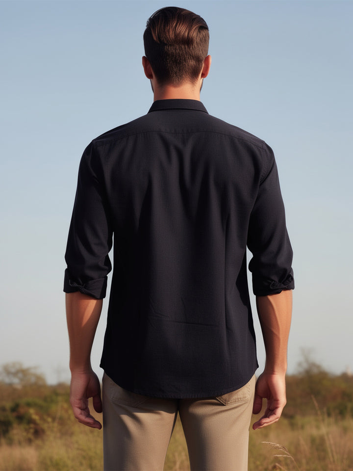 Black Plain Casual Shirt