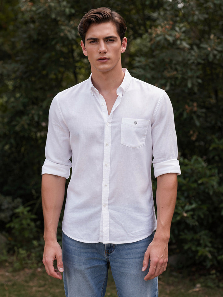 Glacier White Plain Casual Shirt