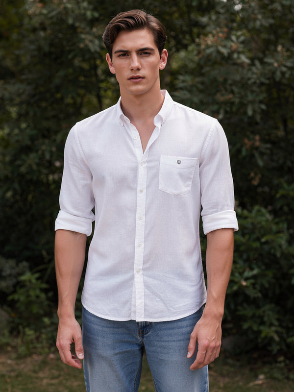 Glacier White Plain Casual Shirt