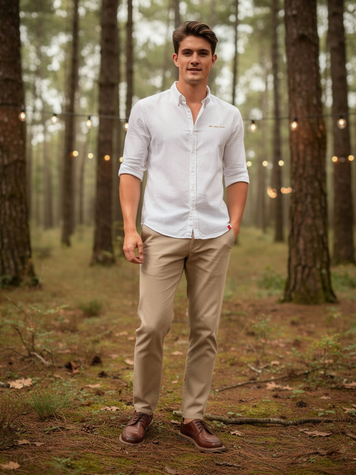 Moonlight White Plain Casual Shirt