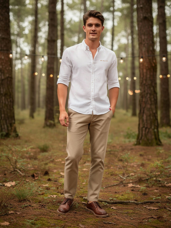 Moonlight White Plain Casual Shirt
