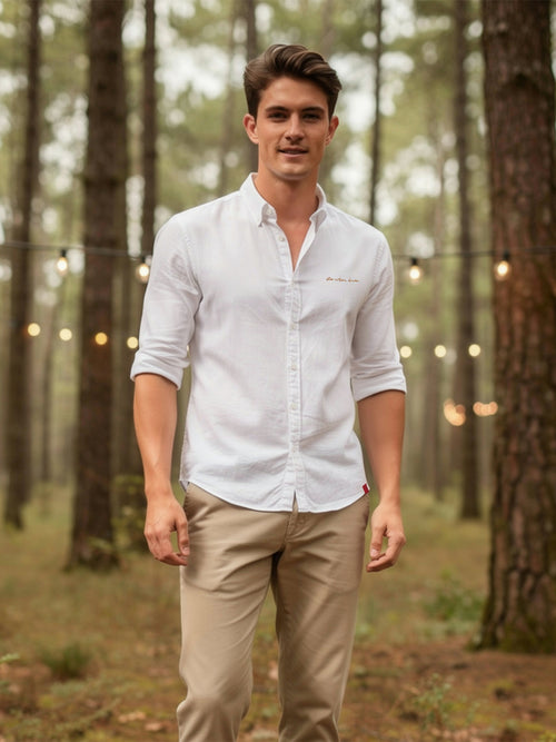 Moonlight White Plain Casual Shirt
