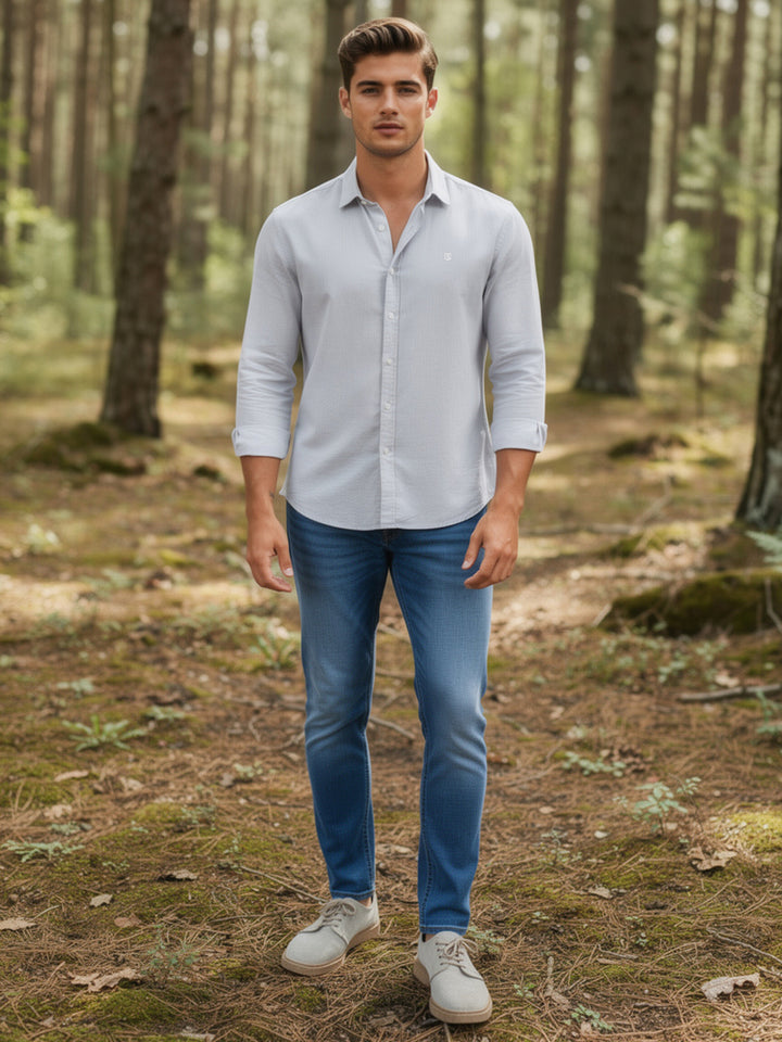 Light Grey Plain Casual Shirt