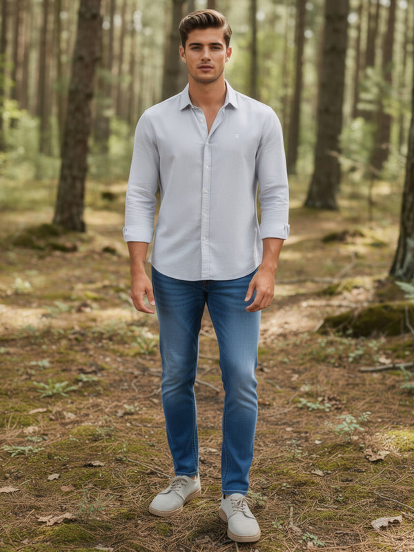 Light Grey Plain Casual Shirt