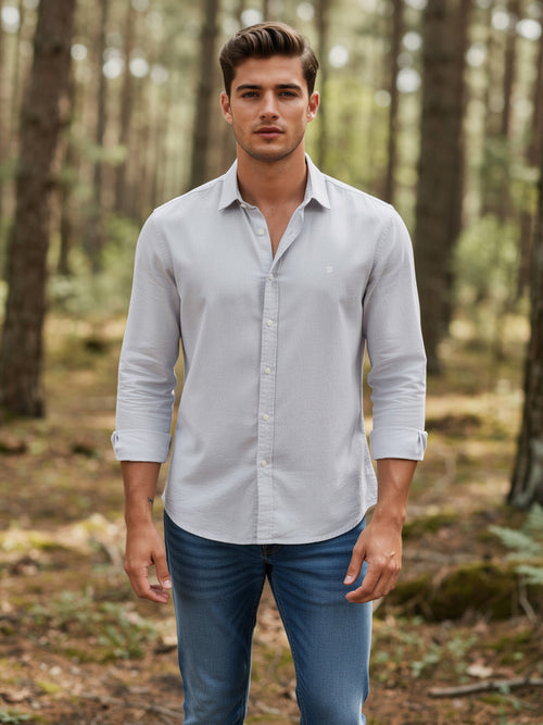 Light Grey Plain Casual Shirt
