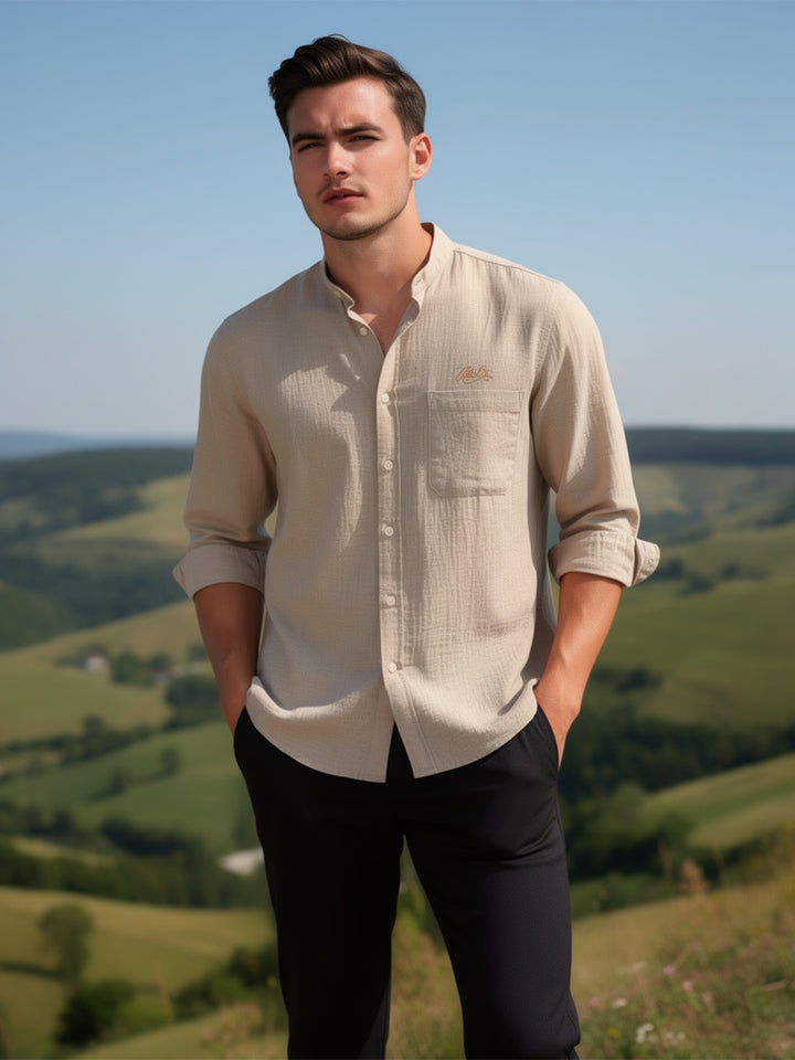 Camel Beige Plain Casual Shirt