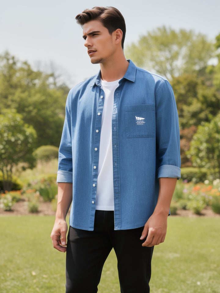 Dusty Indigo Blue Plain Casual Shirt