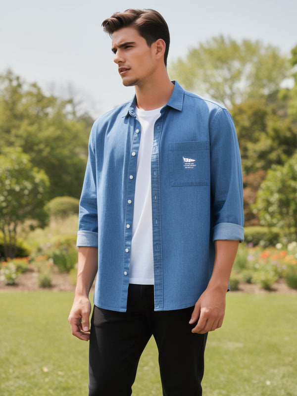 Dusty Indigo Blue Plain Casual Shirt