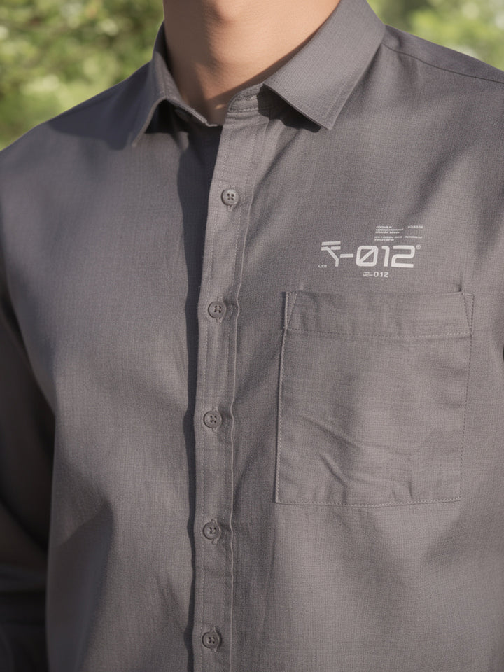 Charcoal Grey Plain Casual Shirt