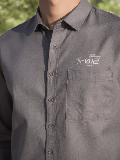 Charcoal Grey Plain Casual Shirt