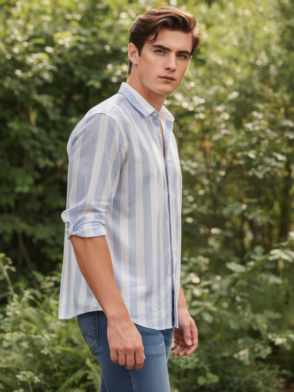 Breeze Sky Vertical Stripes Casual Shirt