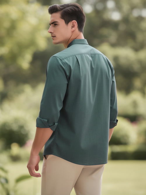 Dark Sage Teal Plain Casual Shirt