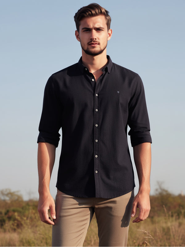 Black Plain Casual Shirt