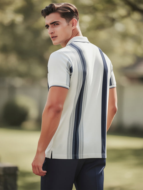Black and White Vertical Stripes Polo T Shirt