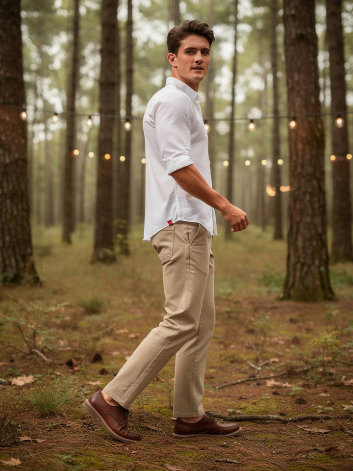 Moonlight White Plain Casual Shirt