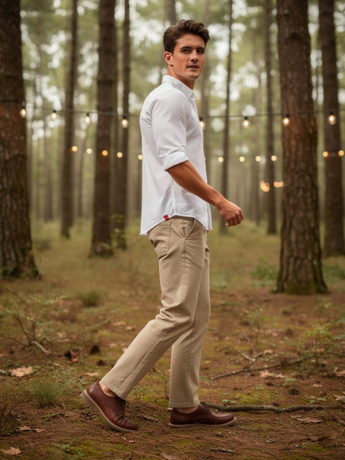 Moonlight White Plain Casual Shirt